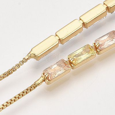 Adjustable Brass Cubic Zirconia Slider Bracelets BJEW-S142-01B-G-1