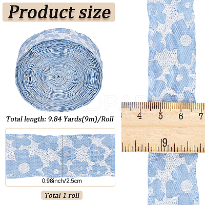 Flower Polyester Ribbons SRIB-WH20020-053A-03-1