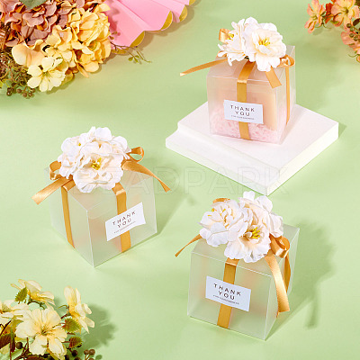 Clear PVC Candy Gift Packaging Boxes with Ribbon & Artificial Flower CON-TAC0001-20D-1