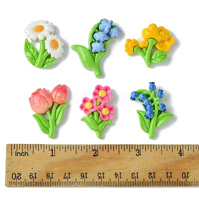12Pcs 6 Styles Opaque Resin Decoden Cabochons RESI-FS0001-68-1