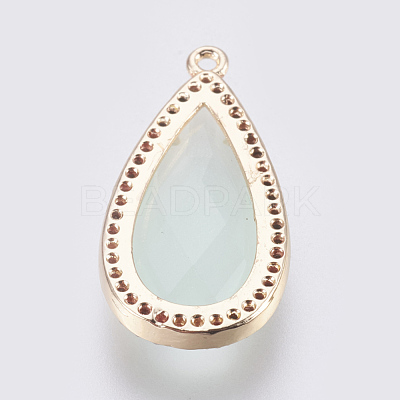 Brass Glass Pendants KK-O105-01KCG-E-1