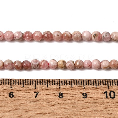 Round Natural Rhodochrosite Bead Strands G-F289-21-4mm-01-1