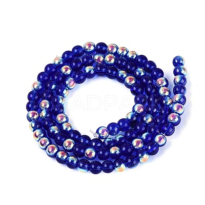 Electroplate Transparent Glass Beads Strands EGLA-Q132-4MM-A16-1