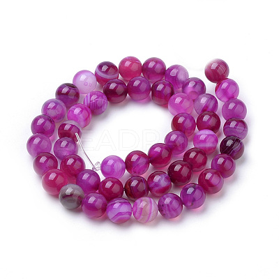 Natural Striped Agate/Banded Agate Beads Strands G-S259-04-6mm-1