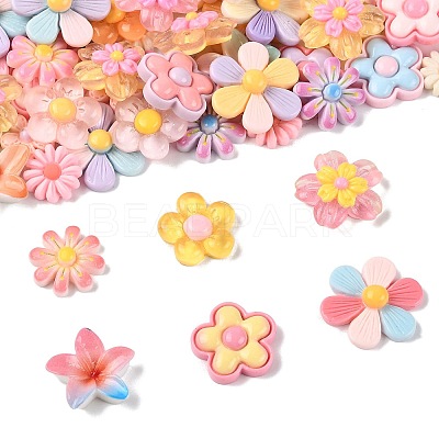 100Pcs 8 Styles Translucent & Opaque Resin Cabochons RESI-FS0002-32-1