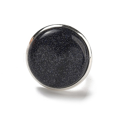 Synthetic Blue Goldstone Round Adjustable Rings RJEW-K371-09S-18-1