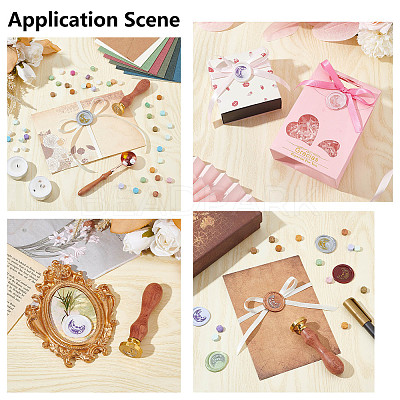 Brass Wax Seal Stamps with Wood Handle AJEW-WH0412-0055-1