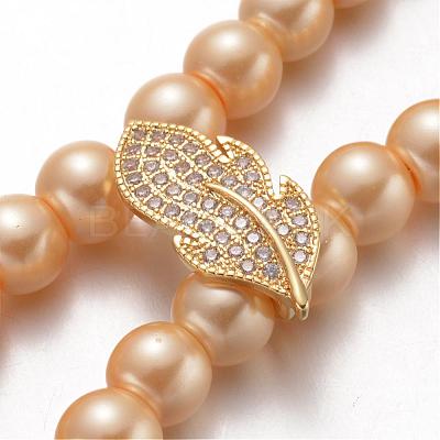 Leaf Brass Micro Pave Cubic Zirconia Enhancer Shortener Bails ZIRC-L055-18G-FF-1