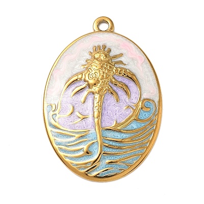 304 Stainless Steel Enamel Pendants STAS-A092-01F-G-1