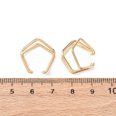 304 Stainless Steel Triple Pentagon Cuff Earrings EJEW-K268-88G-1