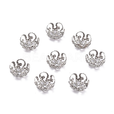 Tarnish Resistant 5-Petal 304 Stainless Steel Bead Caps STAS-M212-03B-1
