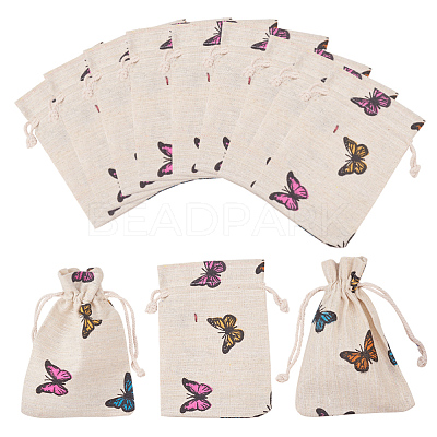 Polycotton(Polyester Cotton) Packing Pouches Drawstring Bags X-ABAG-T004-10x14-03-1