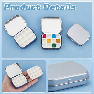 3Pcs 3 Colors Rectangle Iron Tin Cans with Hinged Lid CON-PH0003-13-1