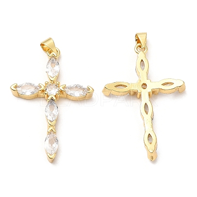 Rack Plating Brass Micro Pave Cubic Zirconia Pendants KK-A185-36G-1
