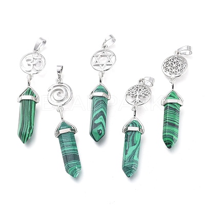 Synthetic Malachite Pointed Big Pendants G-D0021-01P-04-1