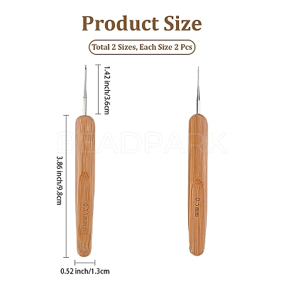 4Pcs 2 Styles Bamboo Handle Iron Crochet Hook Needles TOOL-DJ0001-48-1