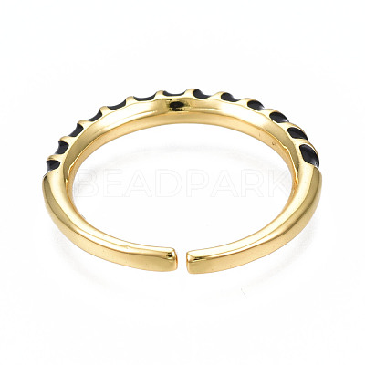 Enamel Wrap Open Cuff Ring RJEW-N037-009-1