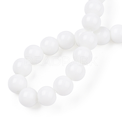 Opaque Solid Color Glass Beads Strands GLAA-T032-P8mm-02-1