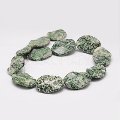 Natural Green Spot Jasper Bead Strands G-K153-K02-1
