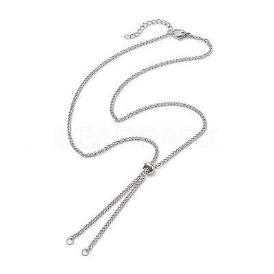 Tarnish Resistant Adjustable 304 Stainless Steel Curb Chains Necklaces Making AJEW-JB01214-01-1