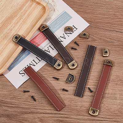 6 Sets 3 Colors PU Leather Drawer Handles DIY-GF0006-72-1