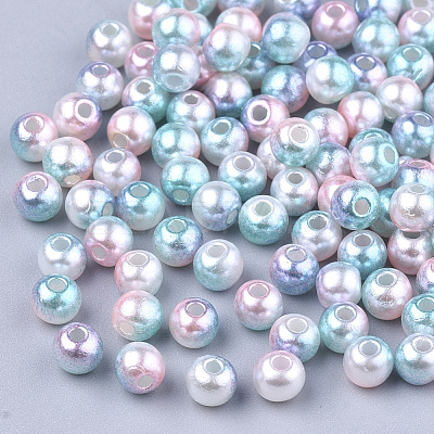 Rainbow ABS Plastic Imitation Pearl Beads OACR-Q174-12mm-05-1