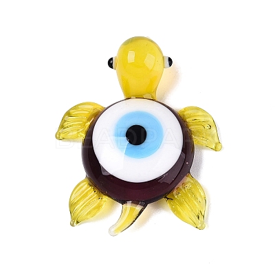 Handmade Lampwork Turtle with Evil Eye Figurine Display Decorations LAMP-N034-25E-1
