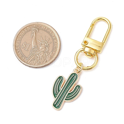 Cactus Alloy Enamel Pendant Decorations HJEW-JM02887-1