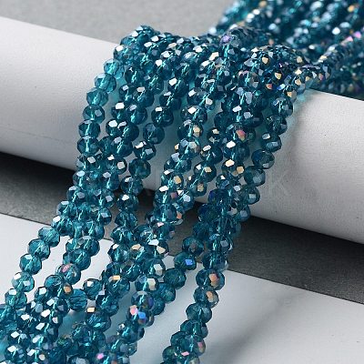 Electroplate Glass Beads Strands X-EGLA-R048-3mm-17-1