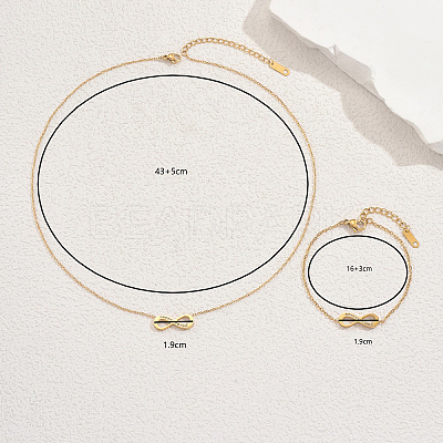 Stainless Steel Rhinestone Infinity Bracelets & Necklaces Sets for Women FF0188-1