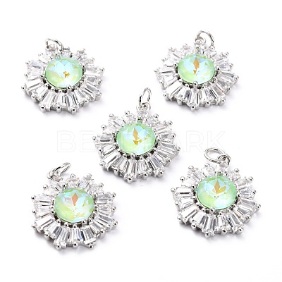 Brass Micro Pave Cubic Zirconia Pendants ZIRC-O044-21A-P-1