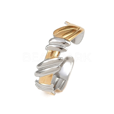 304 Stainless Steel Double Color Cuff Rings RJEW-S635-01GP-13-1