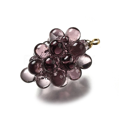 Grape Brass Acrylic Pendants OACR-R006-05G-10-1