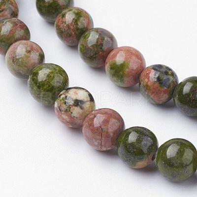 Natural Unakite Bead Strands G-G735-67-6mm-1