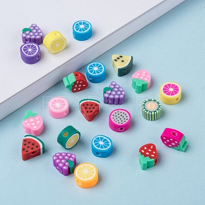 Handmade Polymer Clay Fruit Theme Beads X-CLAY-Q215-01-1