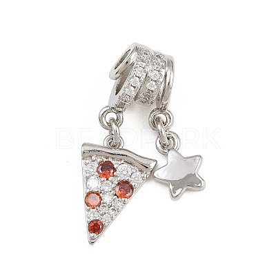 Brass Micro Pave Orange Red Cubic Zirconia Pendants CU-CBAD306-15P-1
