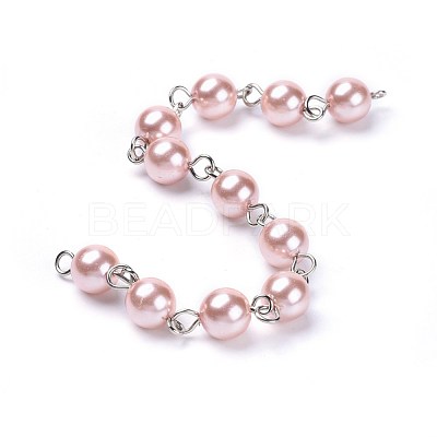 Handmade Dyed Glass Pearl Beaded Chains AJEW-JB00487-04-1