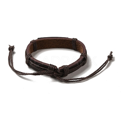Alloy Rectangle with Cross Link Bracelet BJEW-C037-01B-1