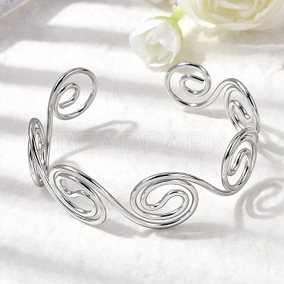 304 Stainless Steel Cuff Bangles for Women BJEW-Z150-01P-01-1