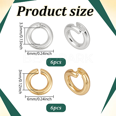 12Pcs 2 Styles 925 Sterling Silver Open Jump Rings STER-PH0004-62-1