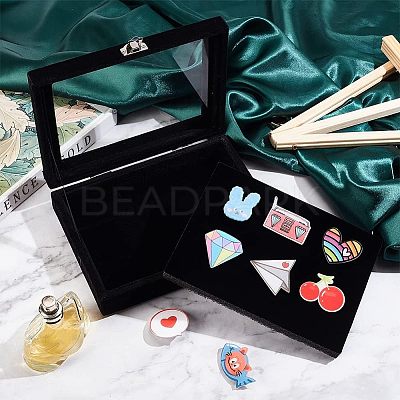 Rectangle Velvet Presentation Boxes for Brooch Badge Storage and Display CON-WH0095-05-1