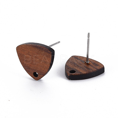Walnut Wood Stud Earring Findings X-WOOD-S054-47-1