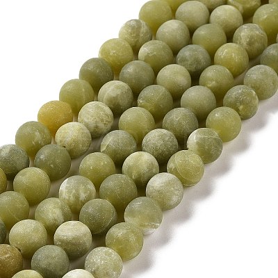 Round Frosted Natural TaiWan Jade Bead Strands G-M248-8mm-02-1