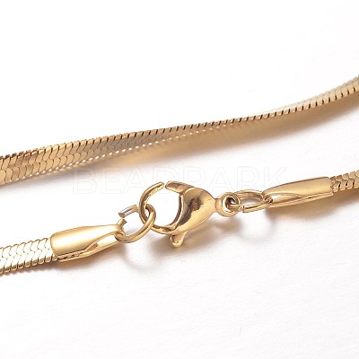 Ion Plating(IP) 304 Stainless Steel Snake Chain Necklaces NJEW-F195-01B-G-1