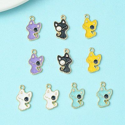 10Pcs 5 Colors Alloy Enamel Pendants ENAM-YW0003-74-1