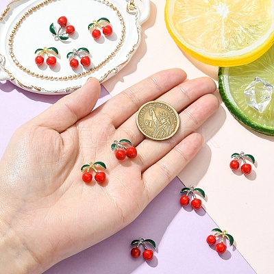 10Pcs 2 Colors Rack Plating Alloy Enamel Pendants FIND-YW0007-10-1