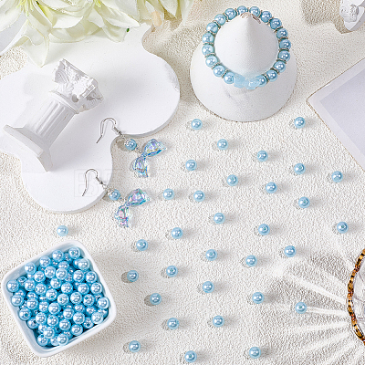 Spray Painted ABS Plastic Imitation Pearl Beads OACR-PA0001-38B-02-1