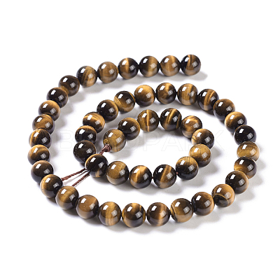 Natural Tiger Eye Round Bead Strands G-L411-07-8mm-1