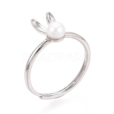 Adjustable 925 Sterling Silver Cute Bunny Ear Rings STER-T008-90P-1