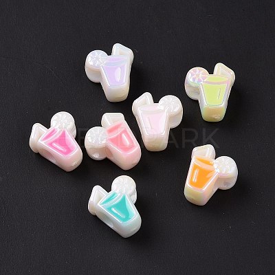 UV Plating Rainbow Iridescent Acrylic European Beads SACR-E009-25-1